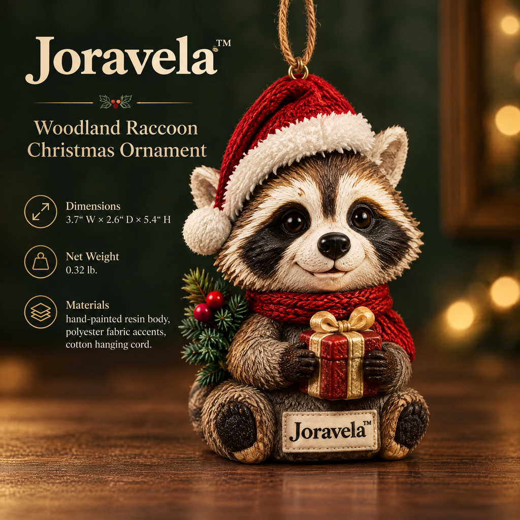 Joravela™ Woodland Raccoon Holiday Ornament