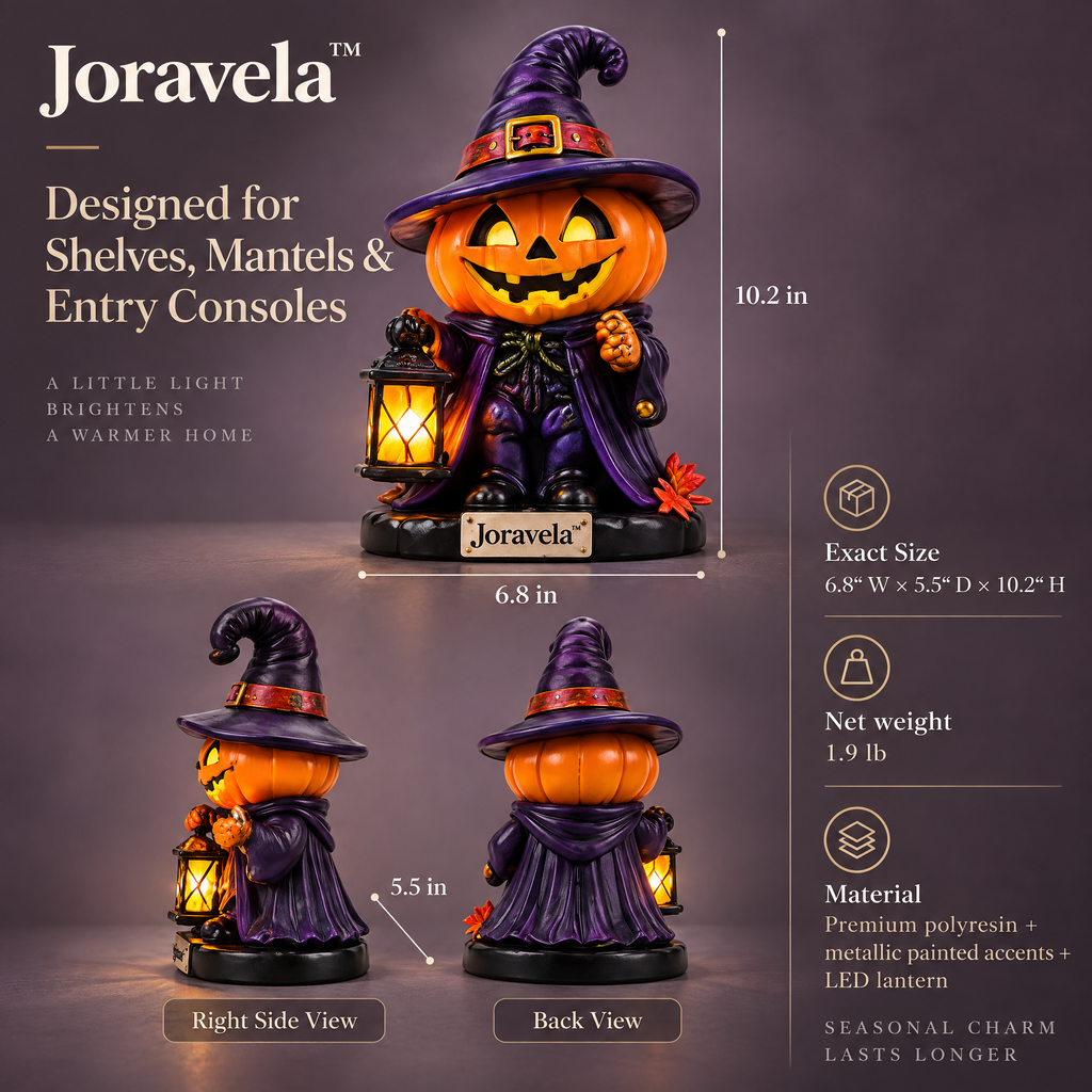 Joravela™ Midnight Pumpkin Lantern Figurine