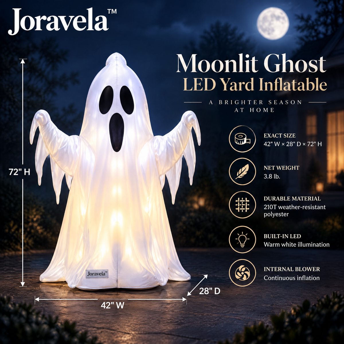 Joravela™ Moonlit Ghost LED Yard Inflatable
