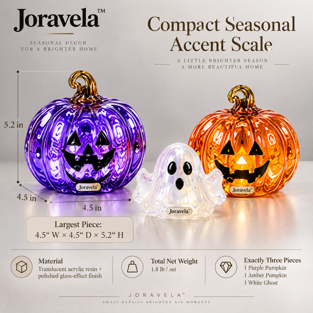 Joravela™ Crystal Pumpkin & Ghost Décor Trio