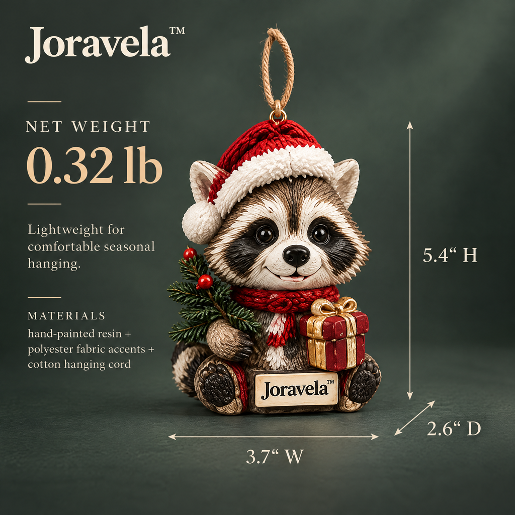 Joravela™ Woodland Raccoon Holiday Ornament