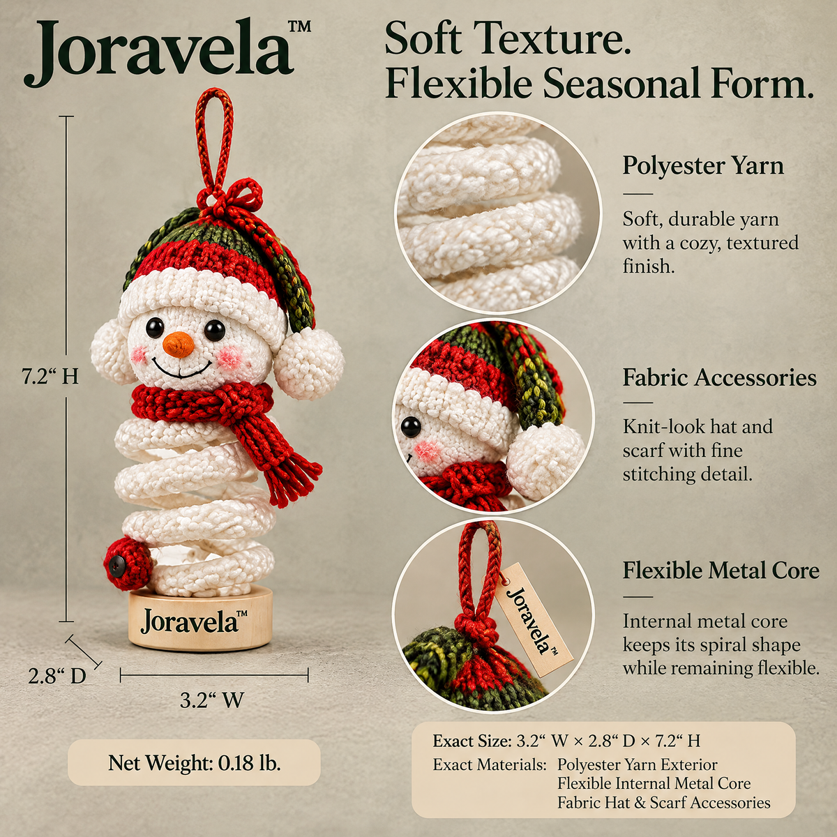 Joravela™ Cozy Snowman Spiral Ornament