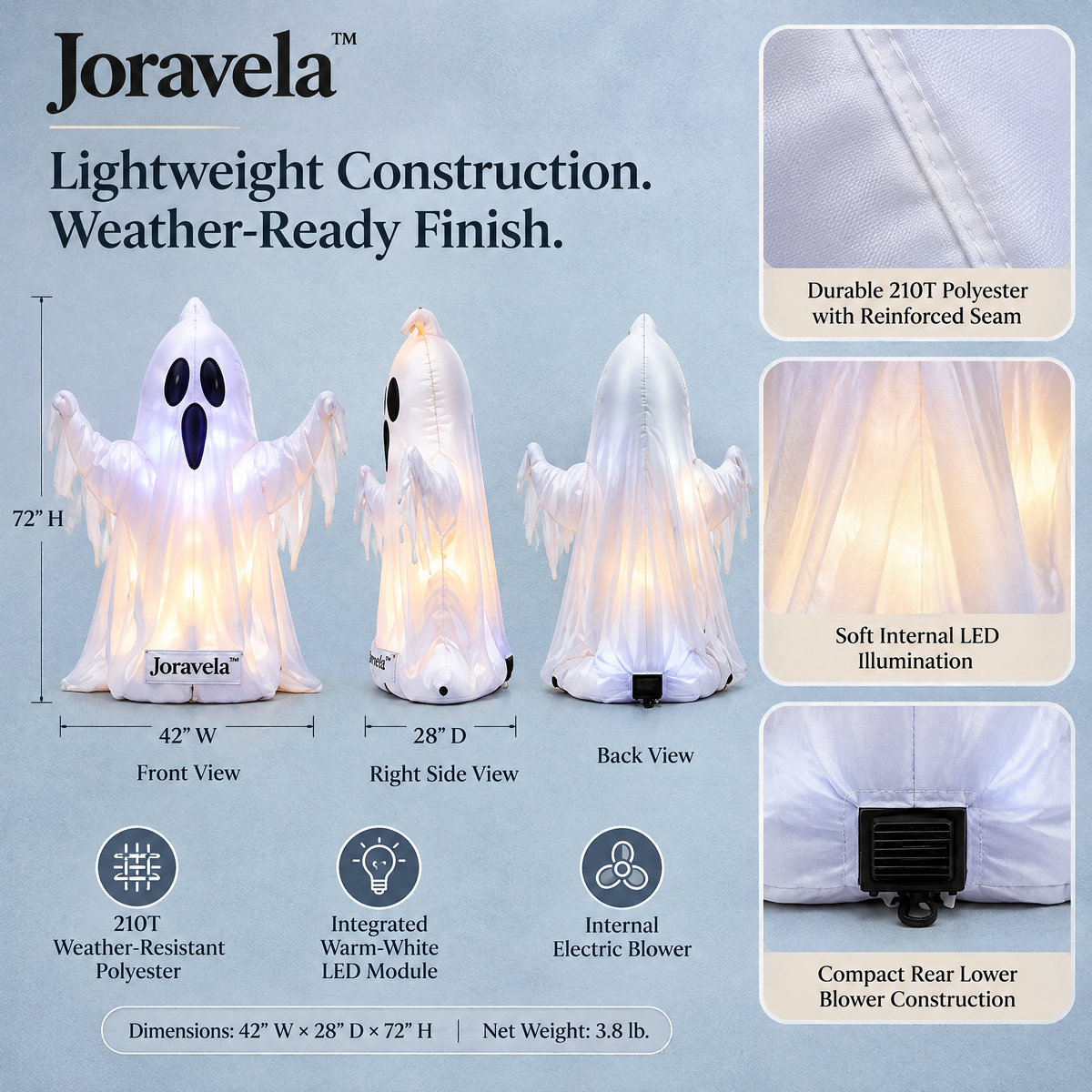 Joravela™ Moonlit Ghost LED Yard Inflatable