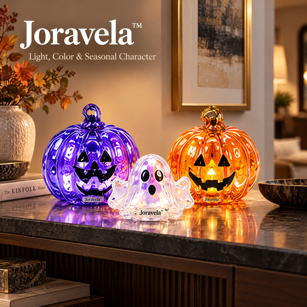 Joravela™ Crystal Pumpkin & Ghost Décor Trio