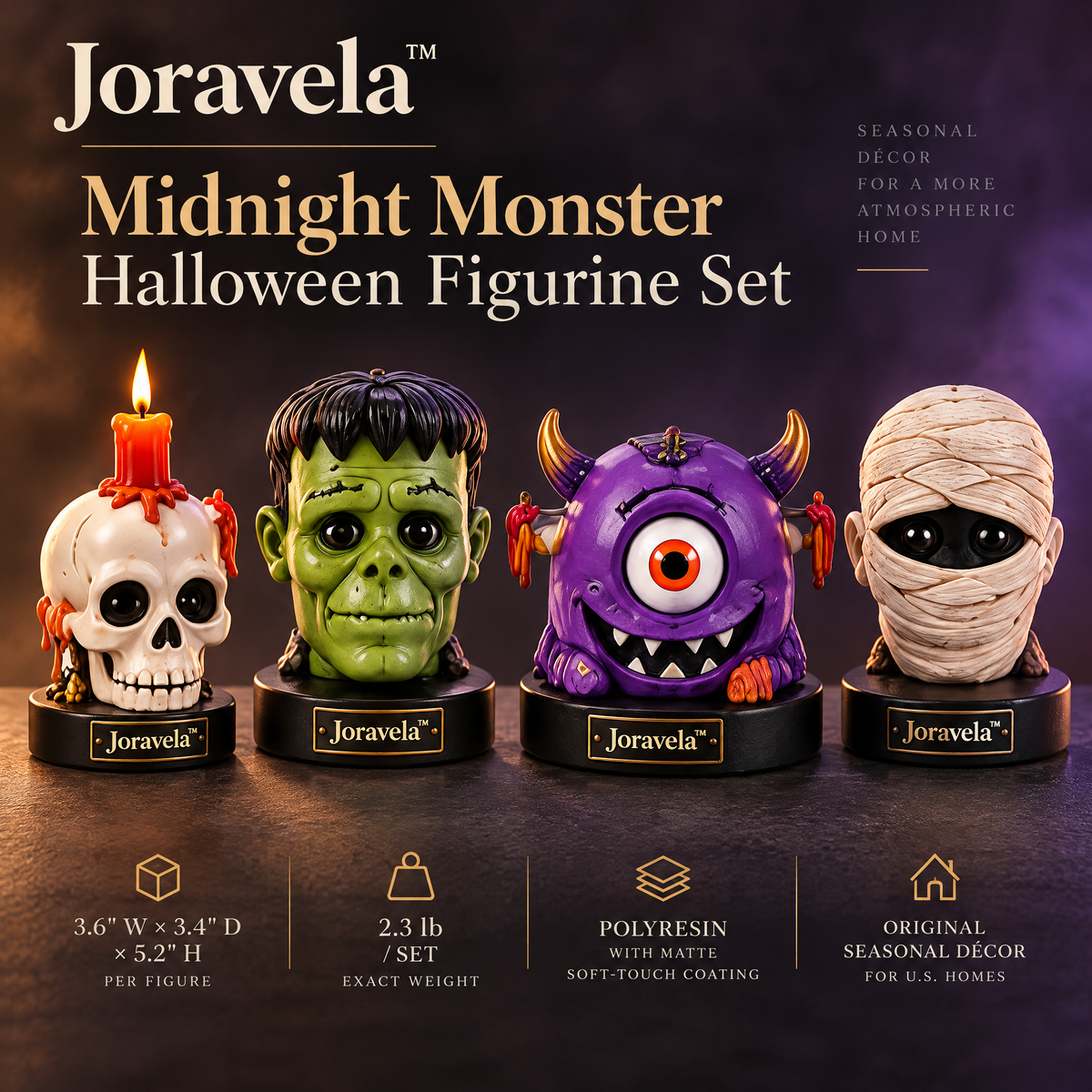 Joravela™ Midnight Monster Halloween Figurine Set