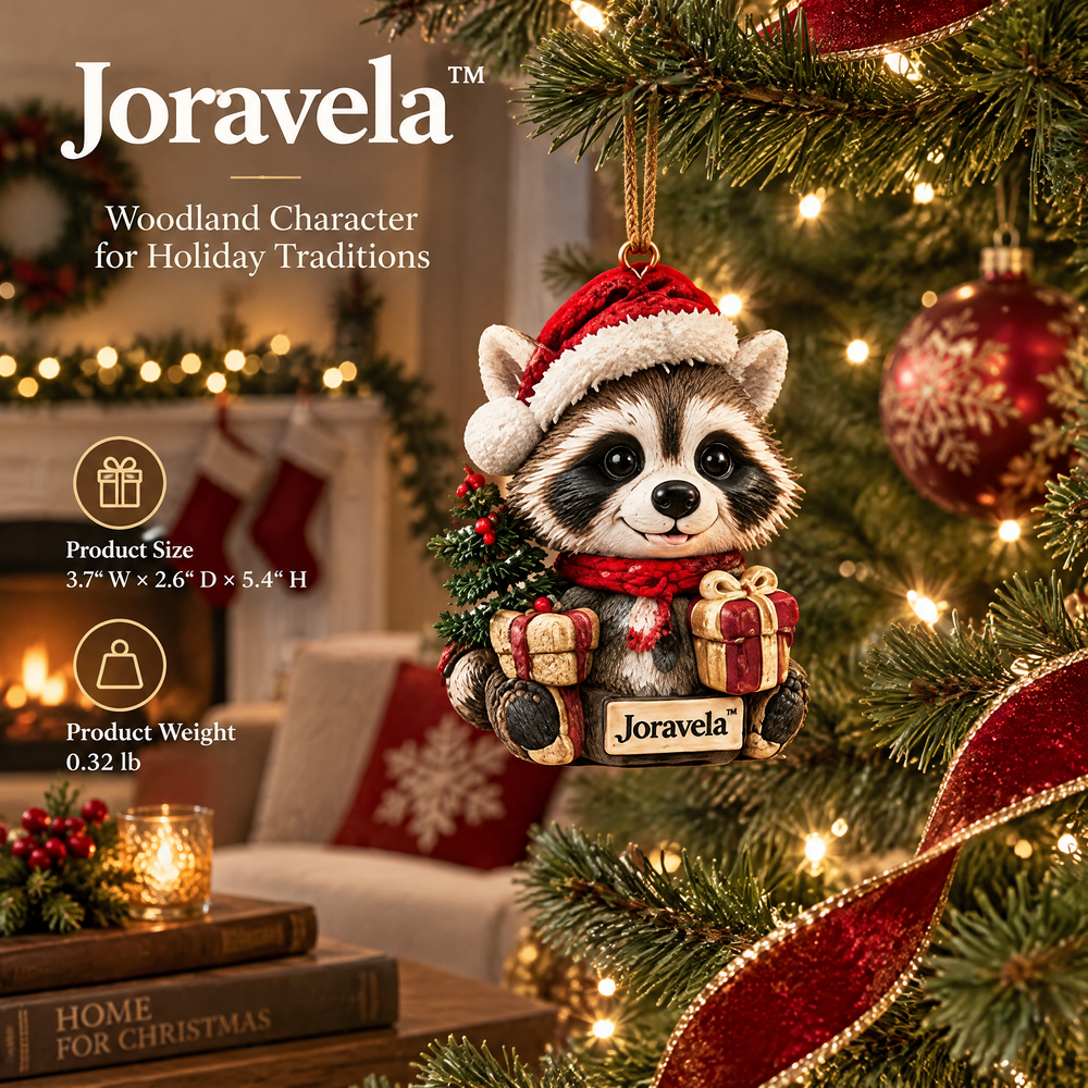 Joravela™ Woodland Raccoon Holiday Ornament