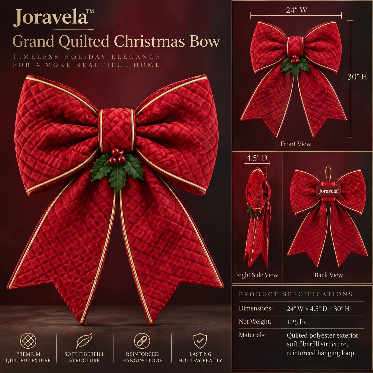 Joravela™ Grand Quilted Holiday Bow